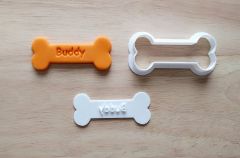 Personalized Dog Bone Cookie Cutter and Stamp Set