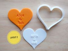 Personalized Heart Cookie Cutter and Stamp Set