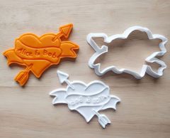 Personalized Heart Arrow Cookie Cutter and Stamp Set