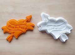 Personalized Heart Arrow Cookie Cutter and Stamp Set