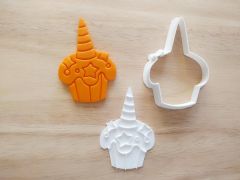 Unicorn Cupcake Cookie Cutter and Stamp Set